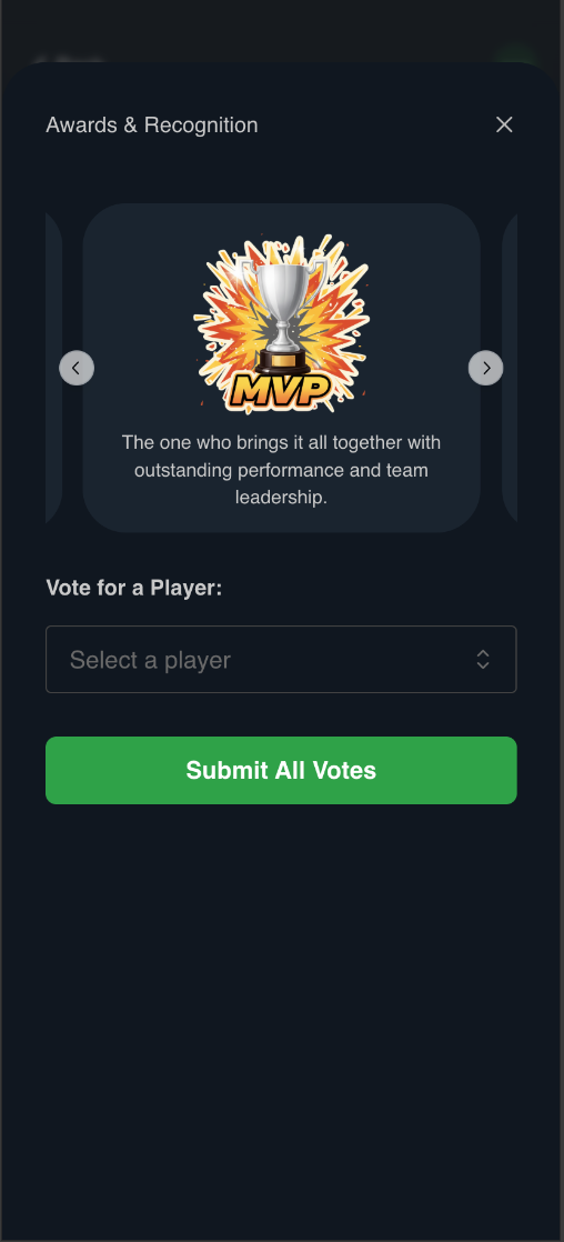 Interface for voting on post-game awards and MVPs